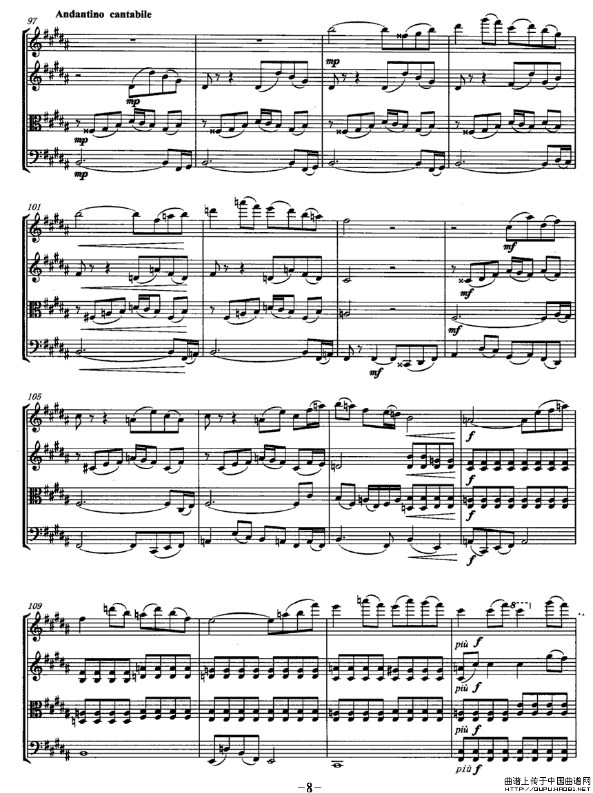 远山的冥想（弦乐四重奏）P8其它曲谱（图1）