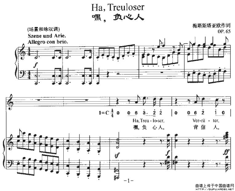 Ha，Treuloser（嘿，负心人）（中外文对照、正谱）P1其它曲谱（图1）