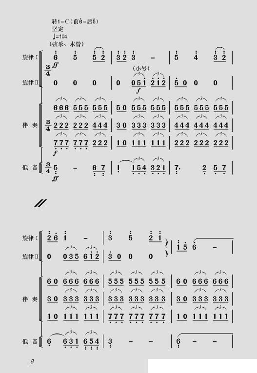 现代舞剧《白毛女》全剧主旋律乐谱之序曲其它曲谱（图8）