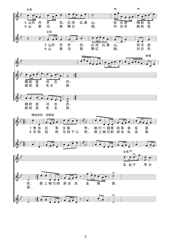 信天游（女声合唱） 线谱其它曲谱（图2）
