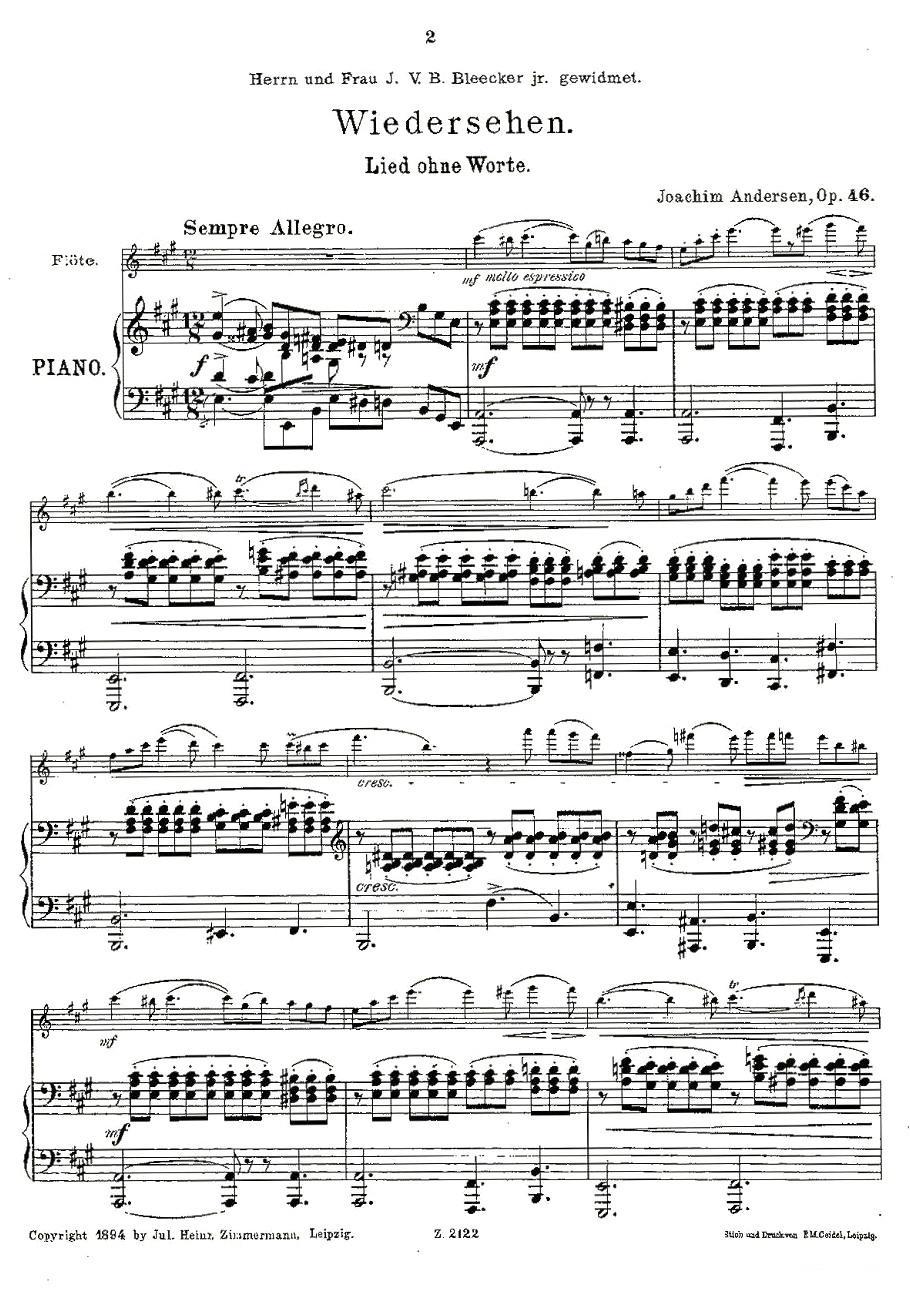 Wiedersehen.Op.46（长笛+钢琴伴奏）其它曲谱（图2）