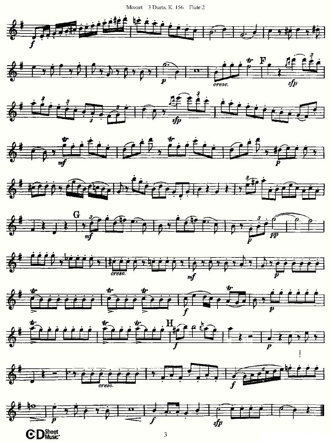 3 Duets K.156 之第二长笛（二重奏三首 K156号）其它曲谱（图3）