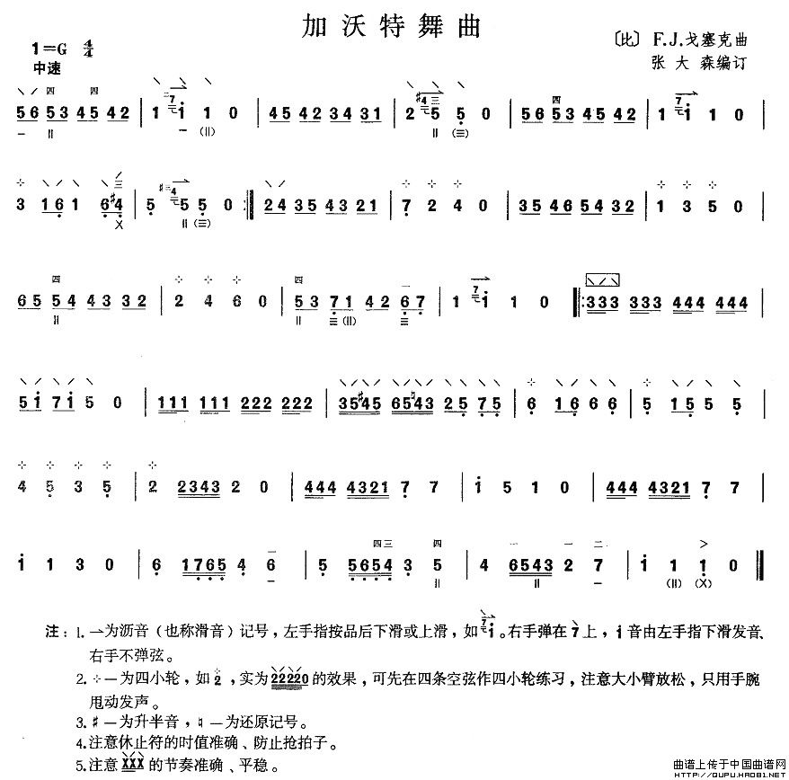柳琴一级：加沃特舞曲其它曲谱（图1）