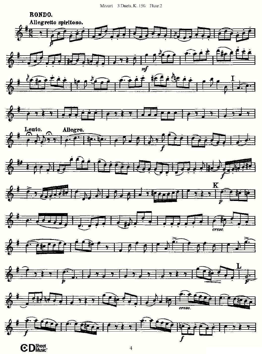 3 Duets K.156 之第二长笛（二重奏三首 K156号）其它曲谱（图4）