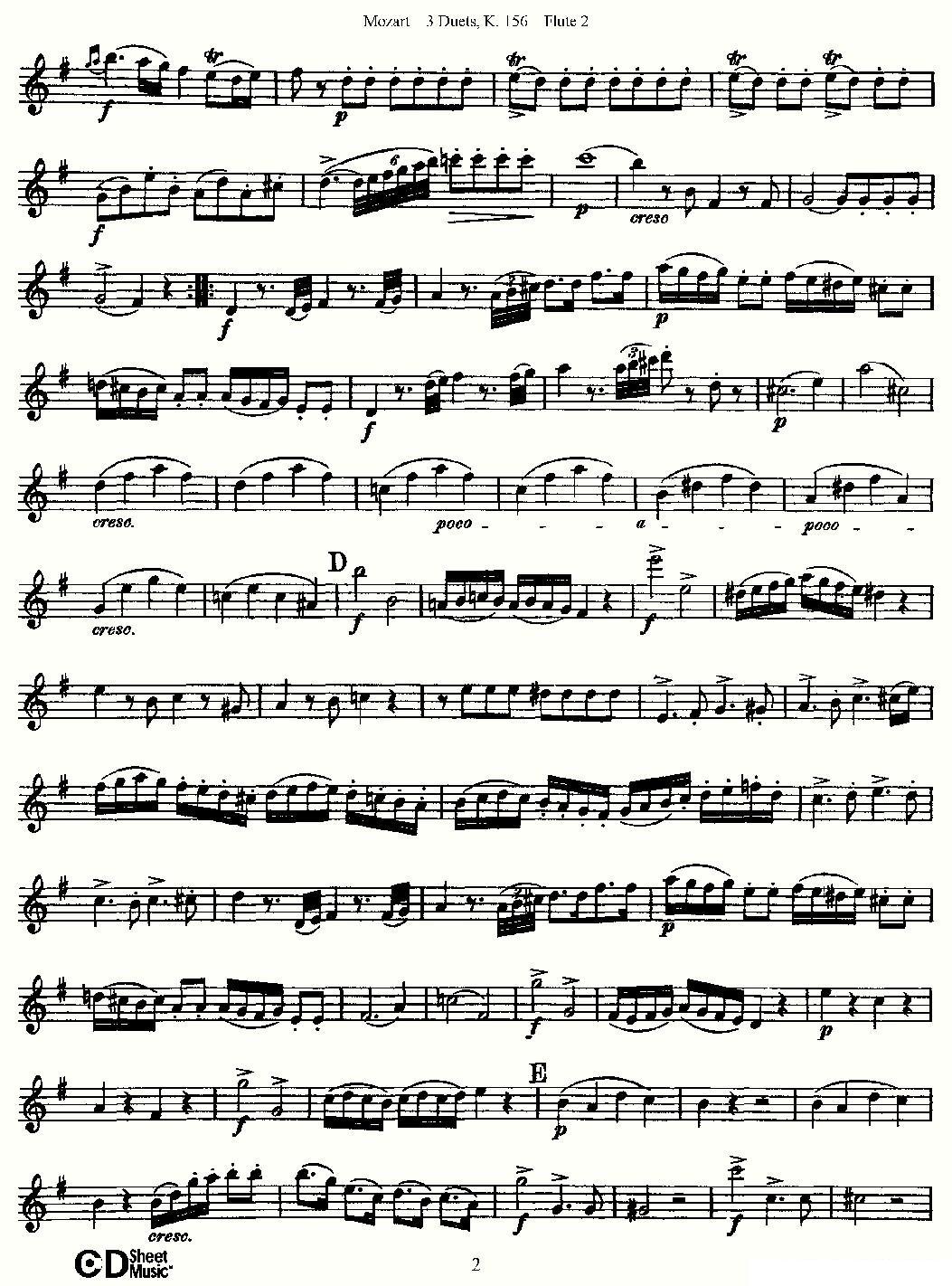 3 Duets K.156 之第二长笛（二重奏三首 K156号）其它曲谱（图2）