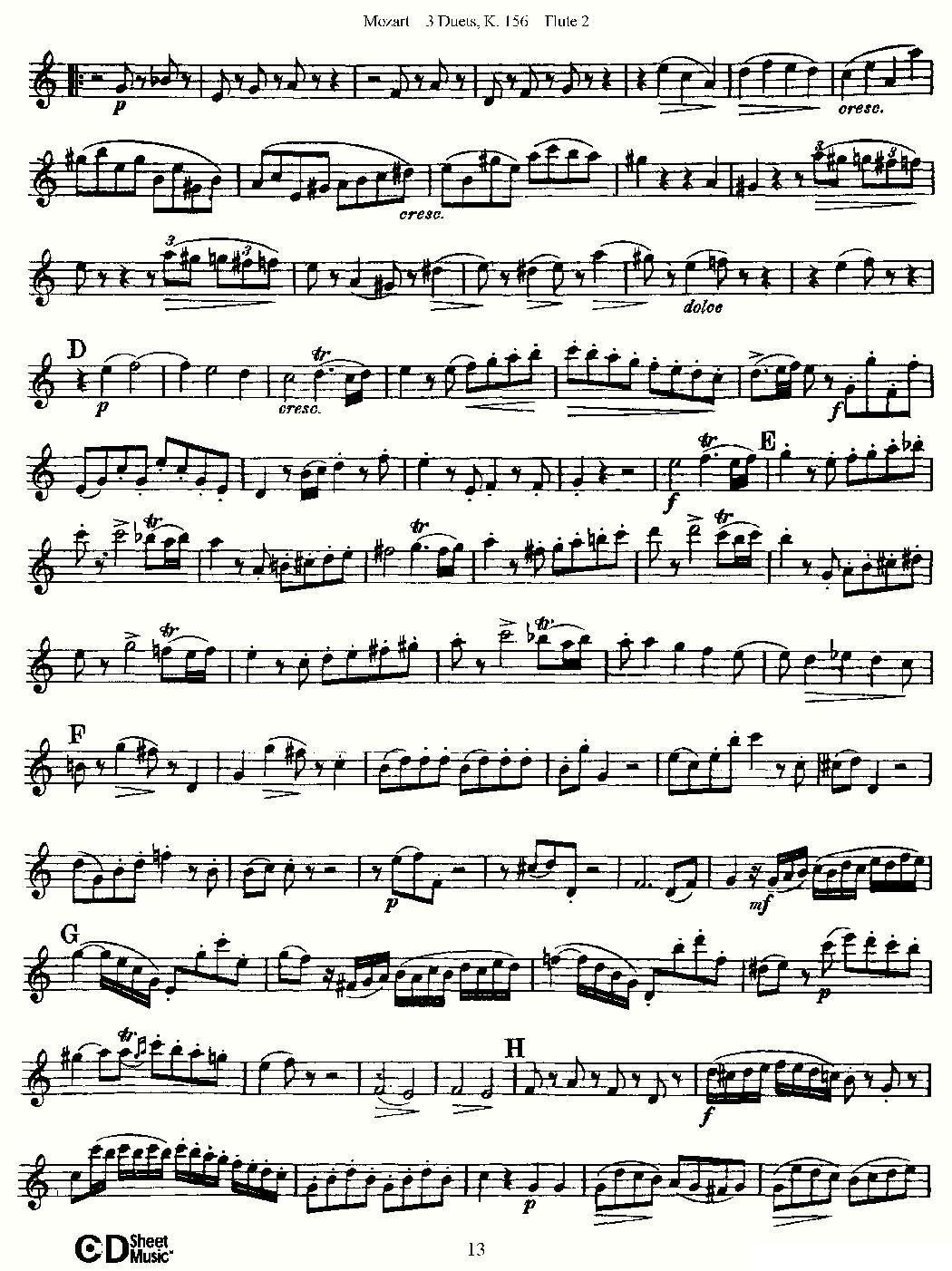 3 Duets K.156 之第二长笛（二重奏三首 K156号）其它曲谱（图13）
