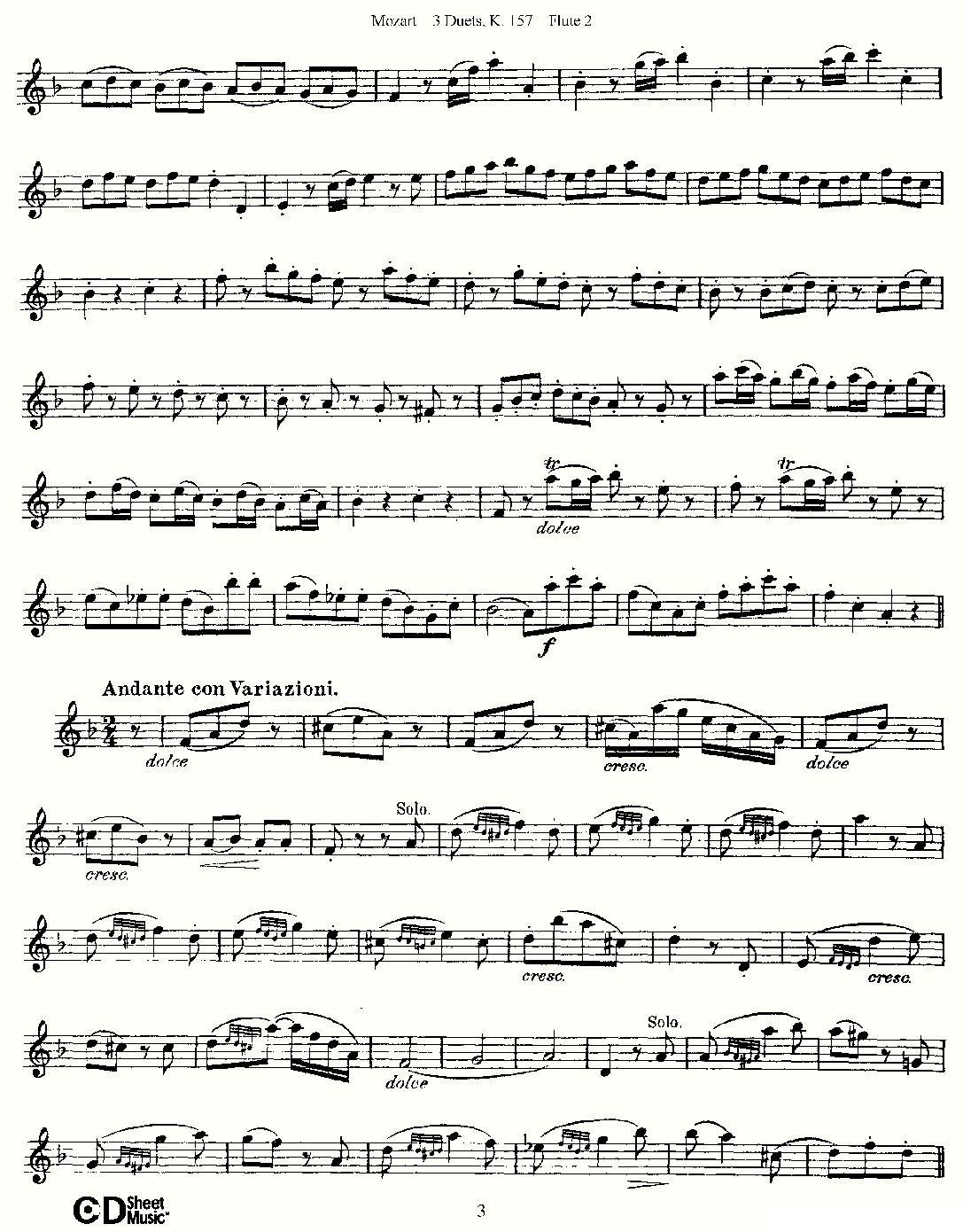 3 Duets K.157 之第二长笛（二重奏三首 K157号）其它曲谱（图3）