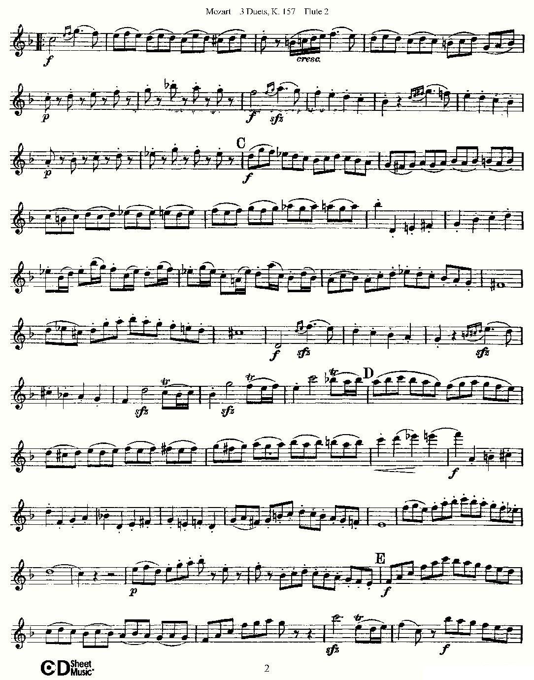 3 Duets K.157 之第二长笛（二重奏三首 K157号）其它曲谱（图2）