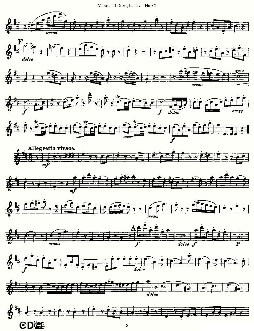 3 Duets K.157 之第二长笛（二重奏三首 K157号）其它曲谱（图8）
