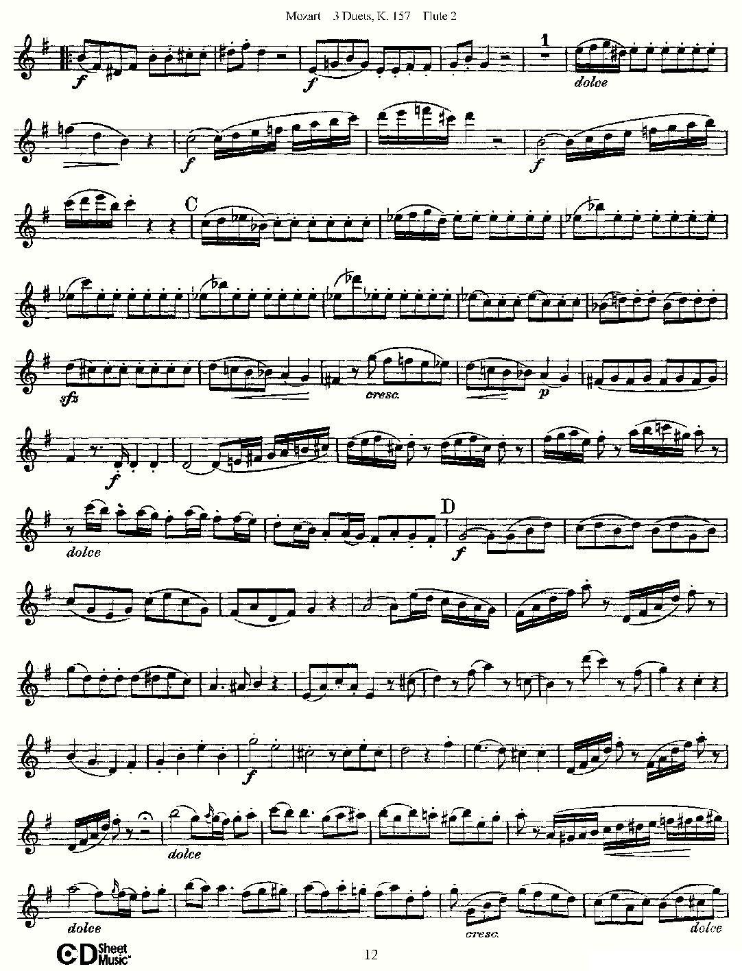 3 Duets K.157 之第二长笛（二重奏三首 K157号）其它曲谱（图12）