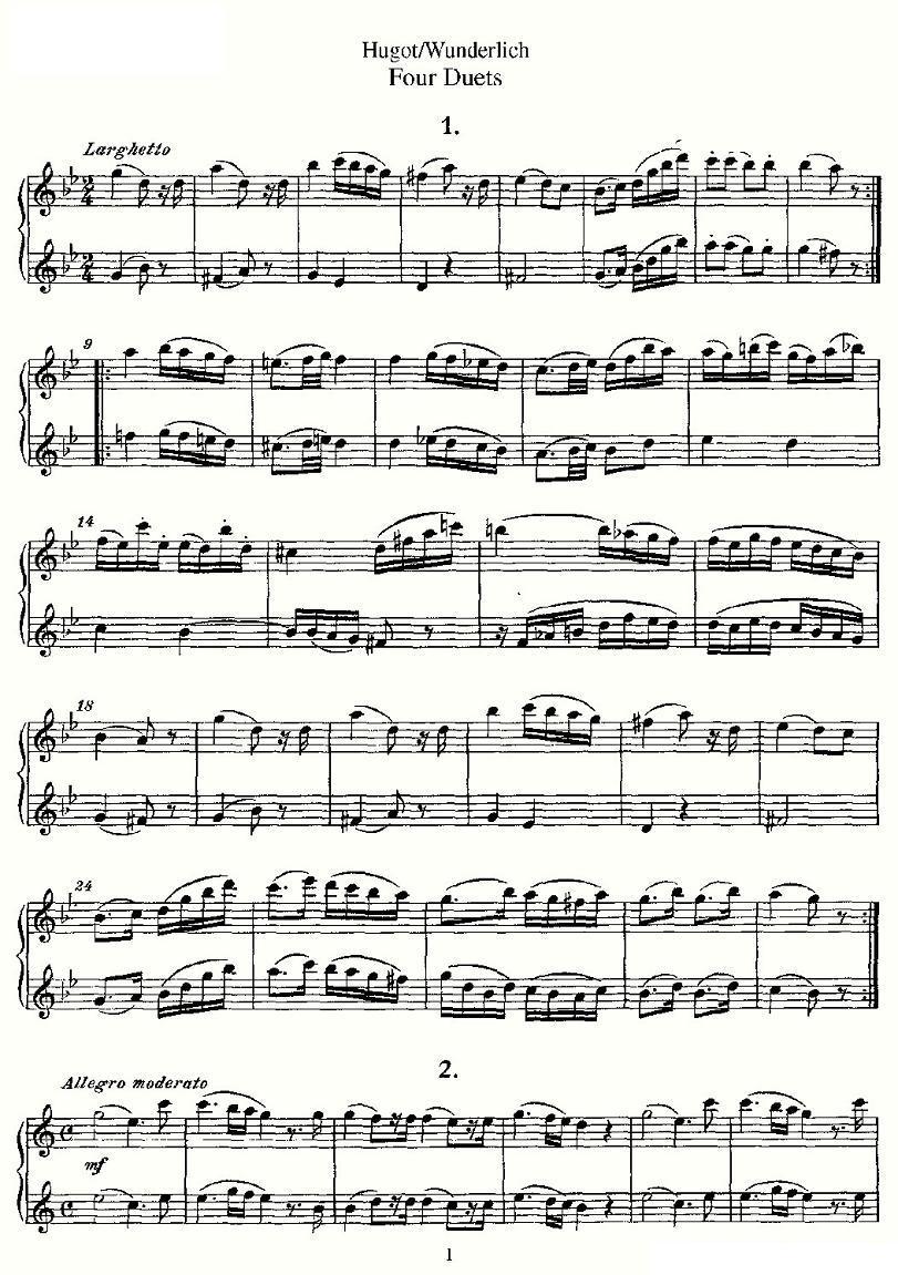 Hugot/Wunderlich Four Duets（四首二重奏）其它曲谱（图1）