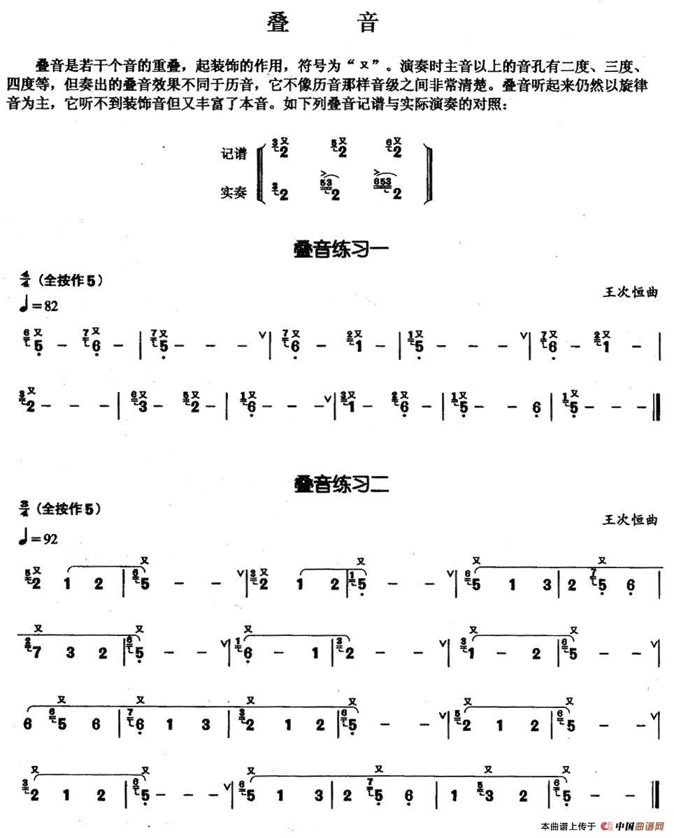葫芦丝基本技巧练习曲--叠音其它曲谱（图1）