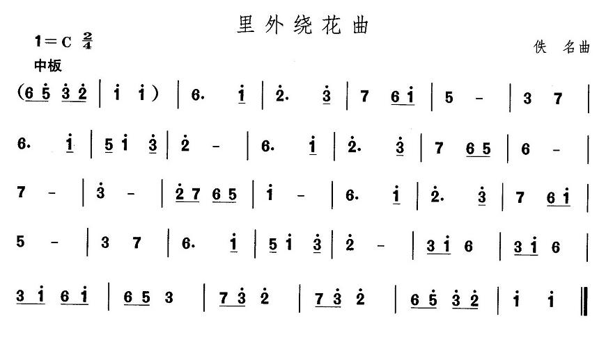 东北秧歌：里外绕花曲其它曲谱（图1）