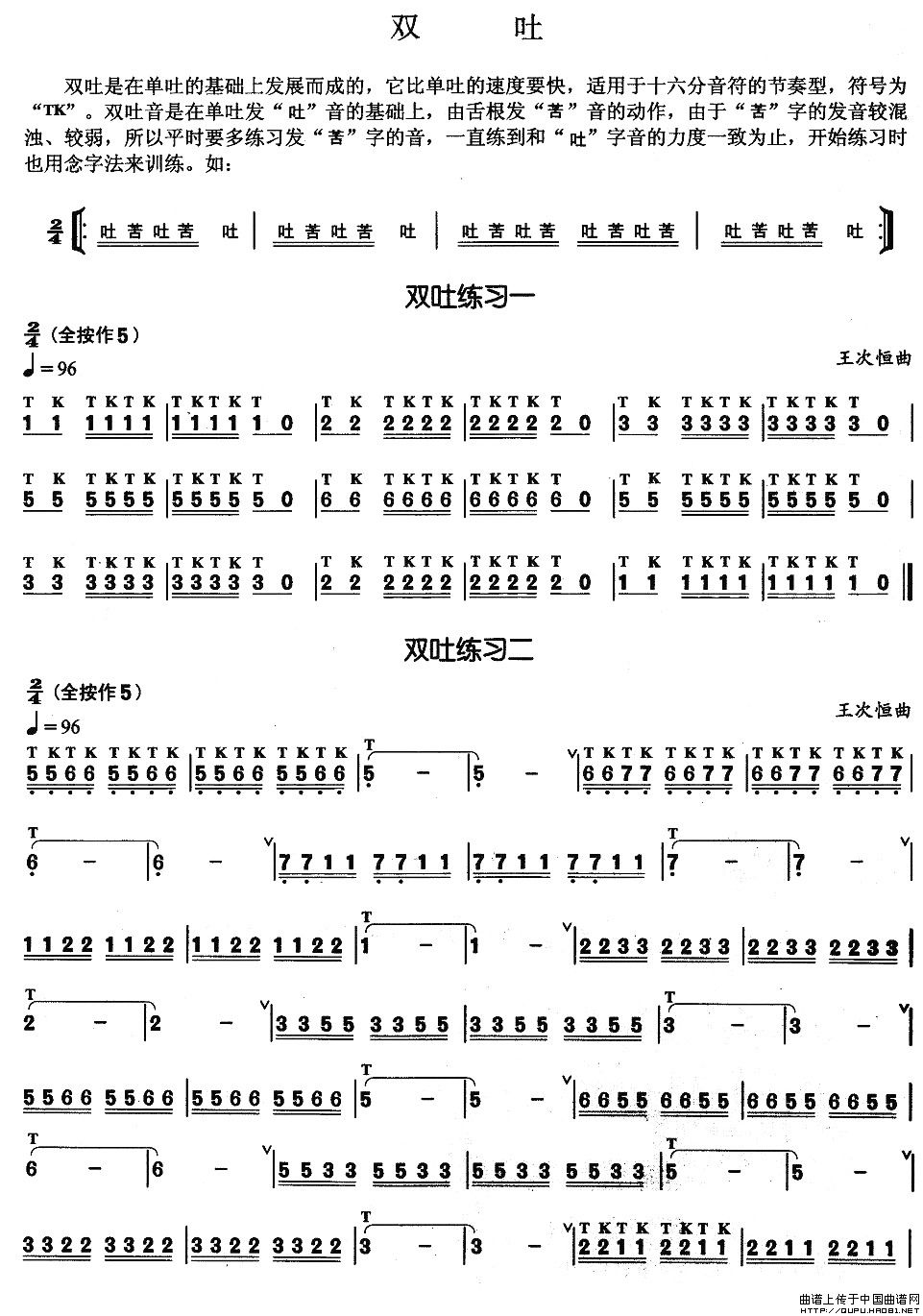 葫芦丝基本技巧练习曲--双吐其它曲谱（图1）