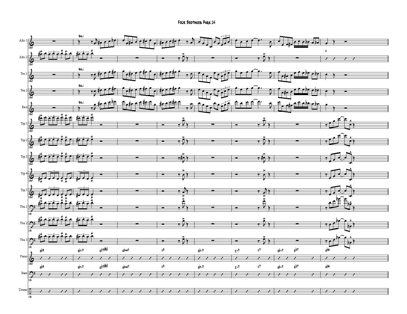 Four Brothers Big Band score（大爵士乐队总谱）其它曲谱（图14）