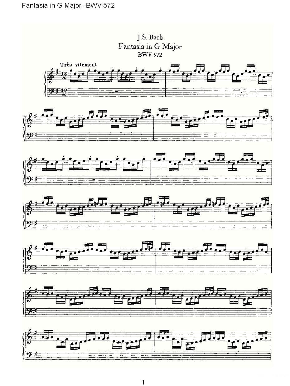 Fantasia in G Major--BWV 572 （管风琴谱）其它曲谱（图1）