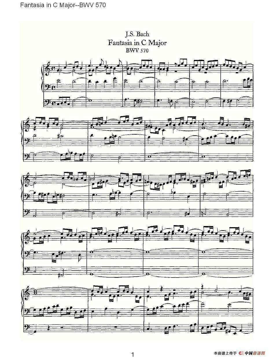  Fantasia in C Major--BWV 570 （管风琴谱）其它曲谱（图1）