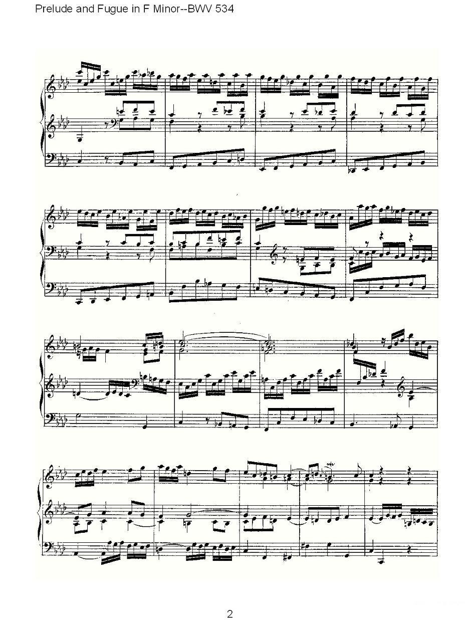 Prelude and Fugue in F Minor--BWV 534 （管风琴谱）其它曲谱（图2）