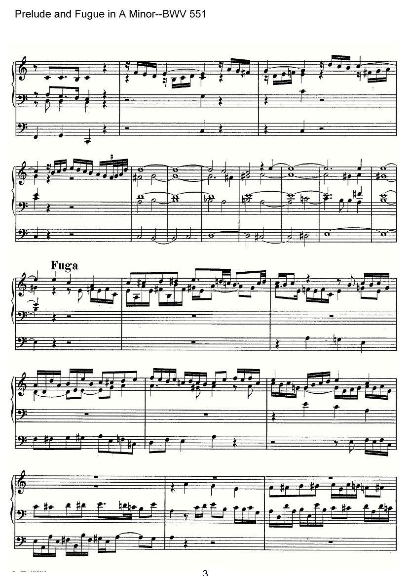 Prelude and Fugue in A Minor--BWV 551（管风琴谱）其它曲谱（图3）