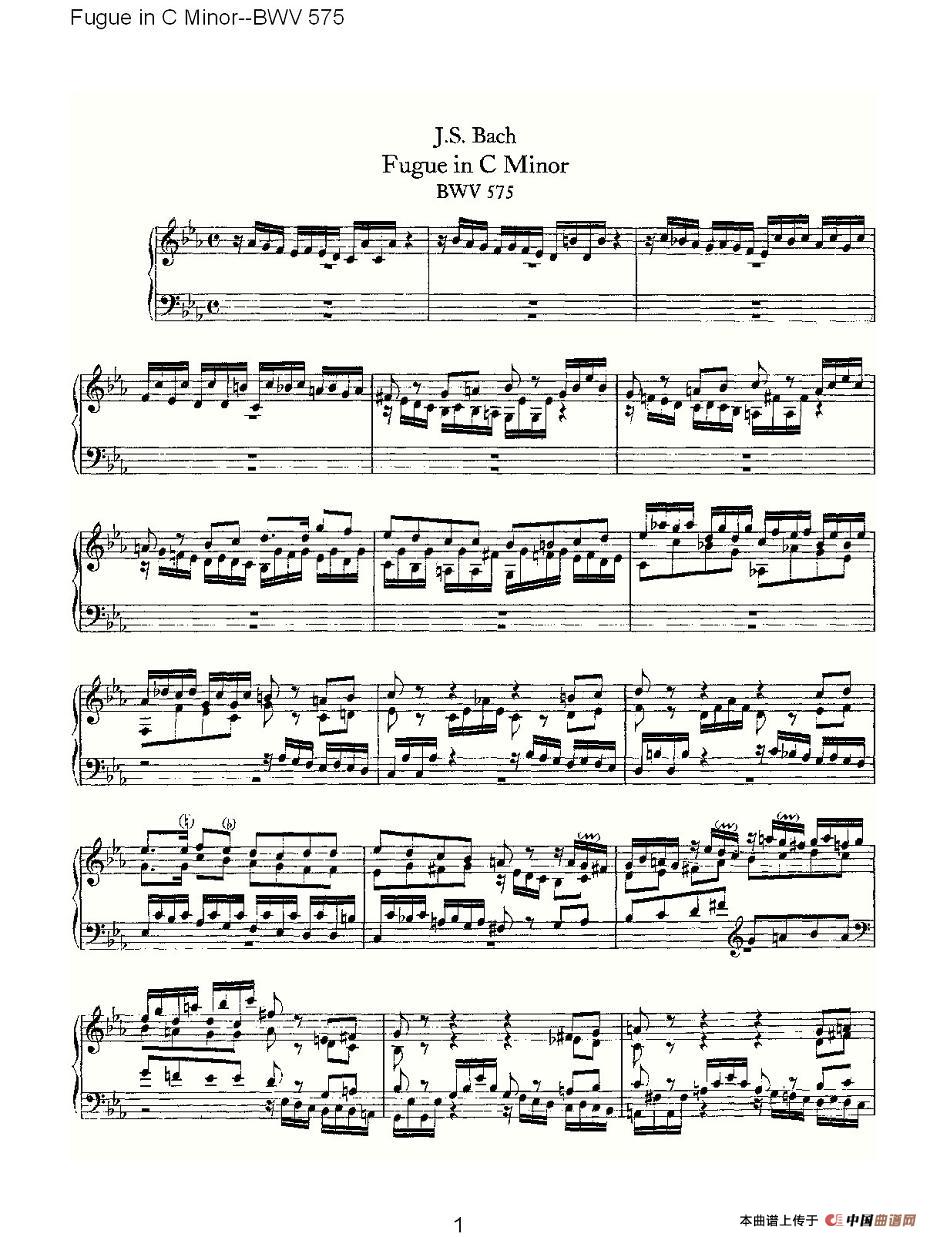  Fugue in C Minor--BWV 575 （管风琴谱）其它曲谱（图1）