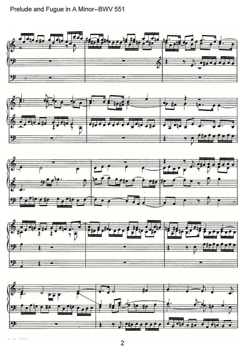 Prelude and Fugue in A Minor--BWV 551（管风琴谱）其它曲谱（图2）
