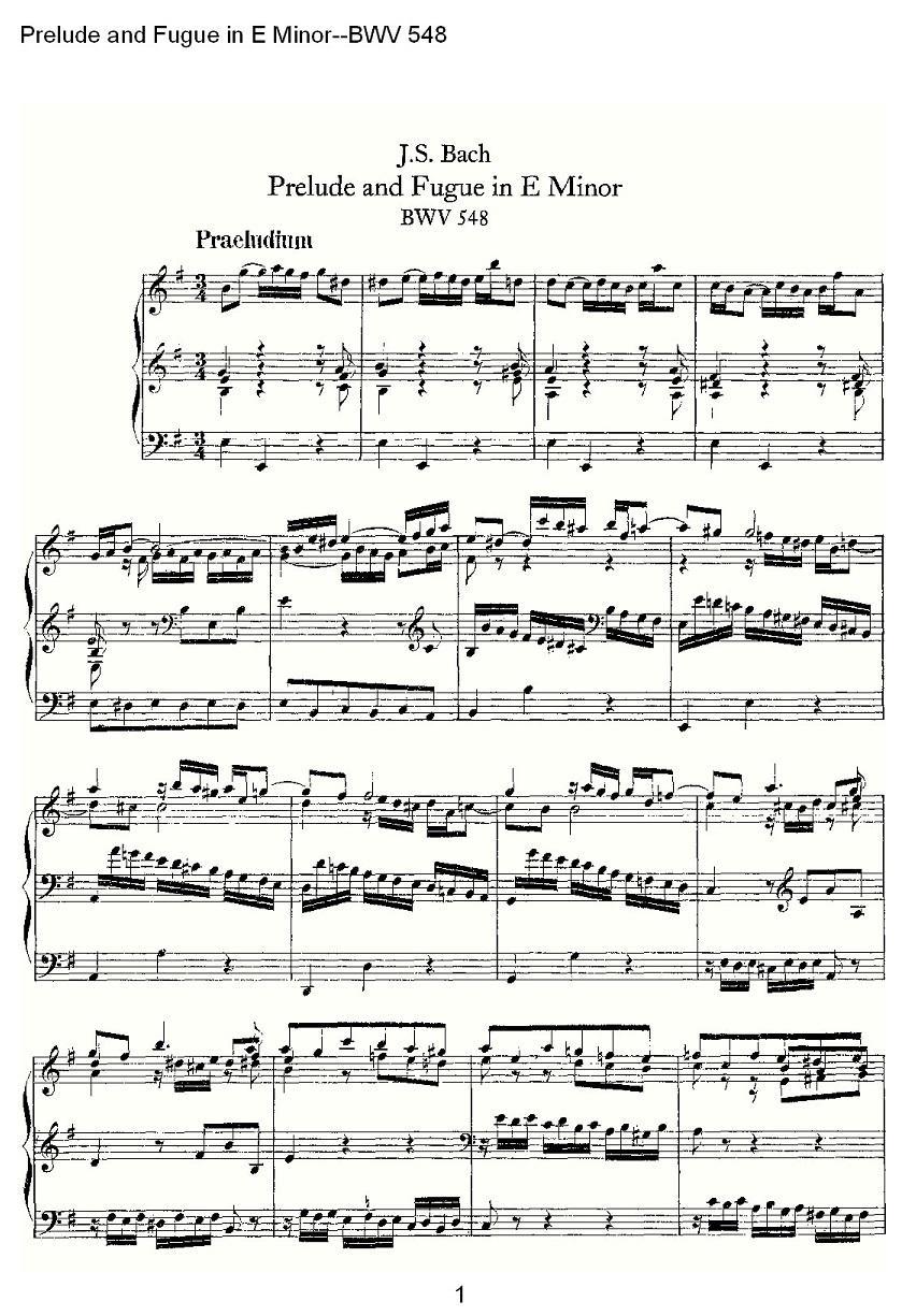 Prelude and Fugue in E Minor--BWV 548 （管风琴谱）其它曲谱（图1）