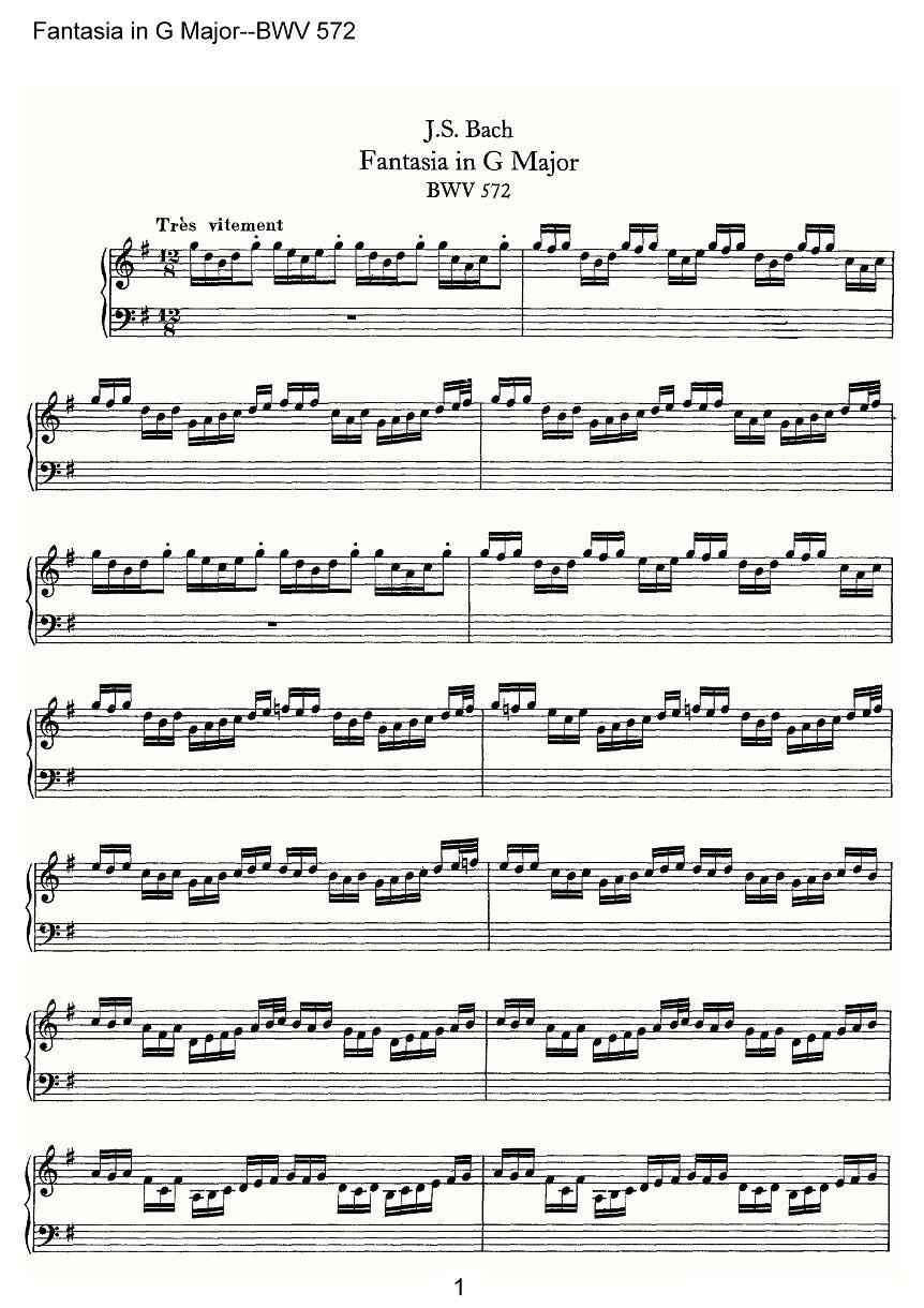 Fantasia in G Major--BWV 572（管风琴谱）其它曲谱（图1）
