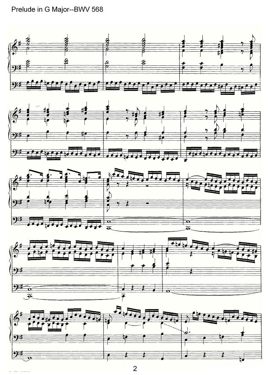 Prelude in G Major--BWV 568（管风琴谱）其它曲谱（图2）