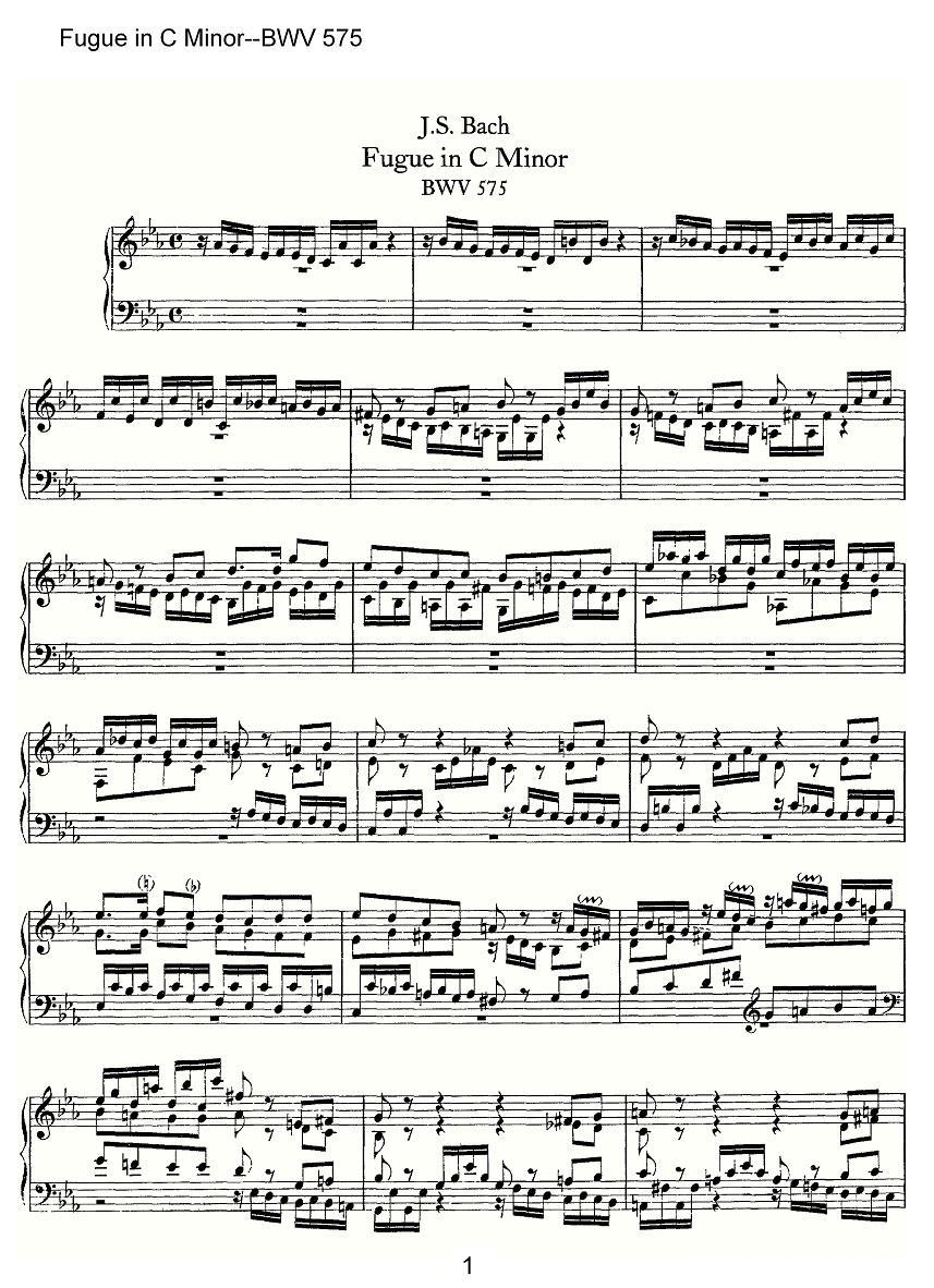 Fugue in C Minor--BWV 575（管风琴谱）其它曲谱（图1）