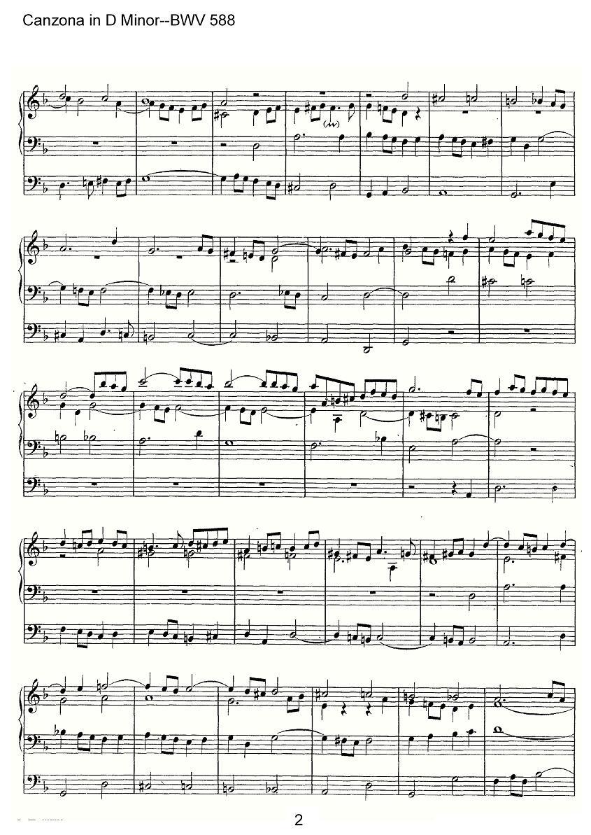 Canzona in D Minor--BWV 588（管风琴谱）其它曲谱（图2）