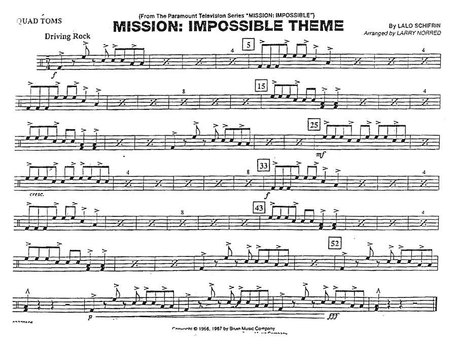 MISSION:IMPOSSIBLE THEME（分谱：架子鼓）其它曲谱（图1）