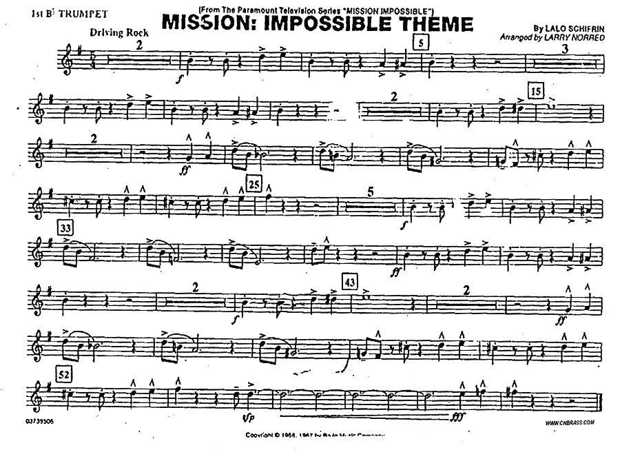 MISSION:IMPOSSIBLE THEME（分谱：第一小号）其它曲谱（图1）
