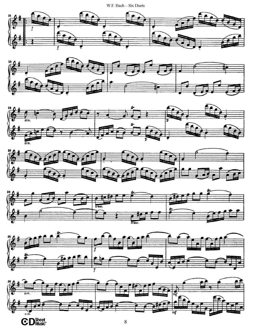 W.F.巴赫—六首二重奏练习曲（2）其它曲谱（图2）