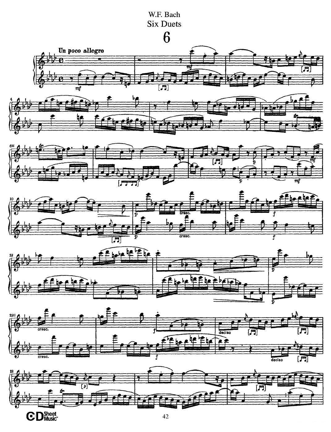 W.F.巴赫—六首二重奏练习曲（6）其它曲谱（图1）