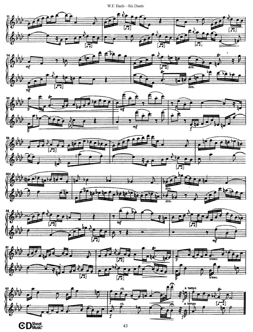 W.F.巴赫—六首二重奏练习曲（6）其它曲谱（图2）