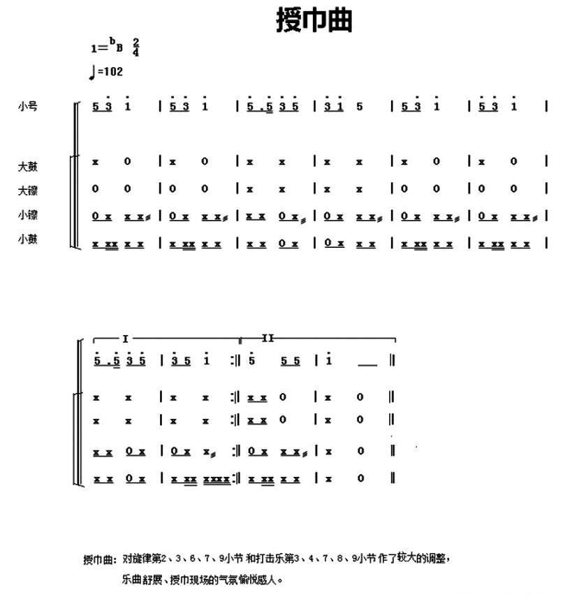 中国少年先锋队鼓号谱：3、授巾曲 其它曲谱（图1）