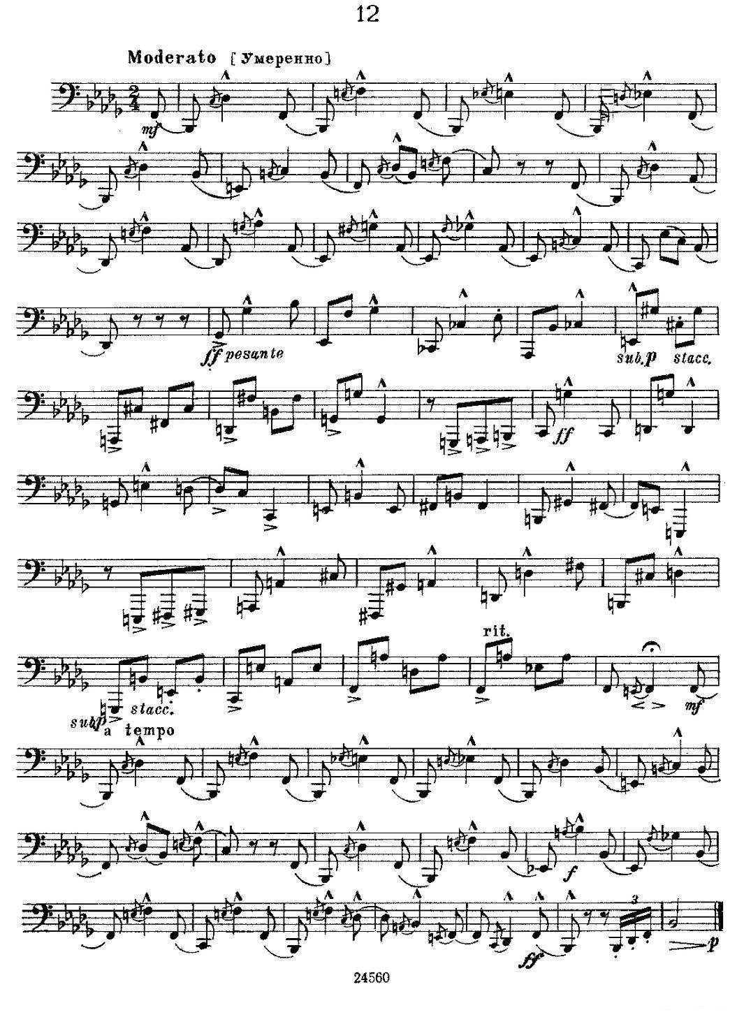 瓦西里耶夫24首大号练习曲集（7—12）其它曲谱（图9）