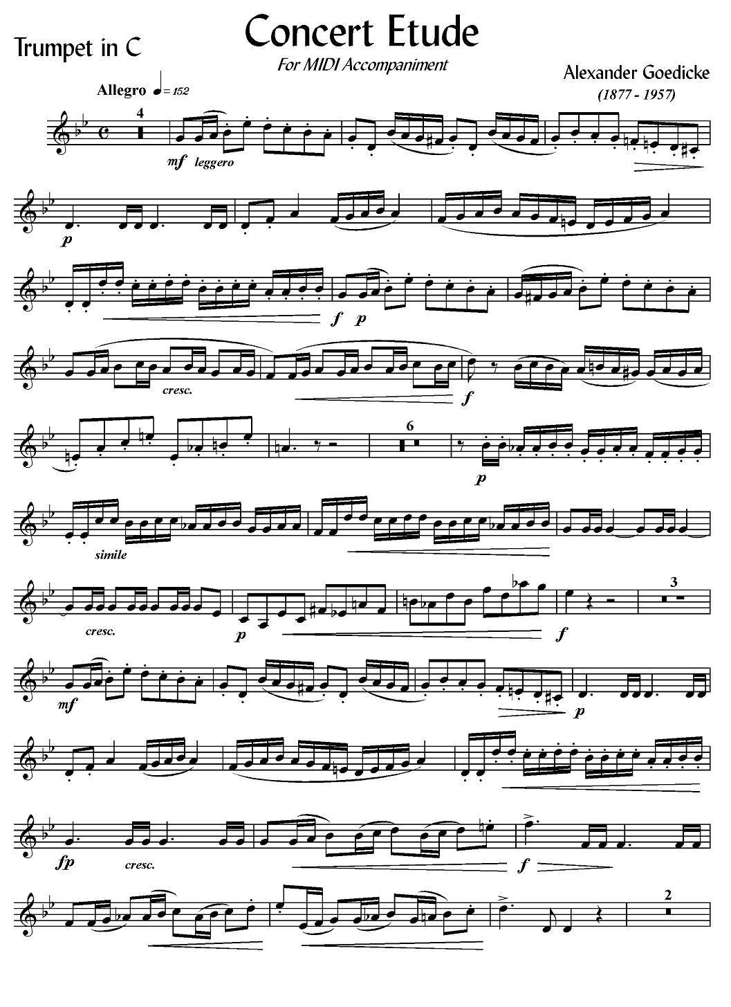 Concert Etude （音乐会练习曲、C调）（小号）其它曲谱（图1）