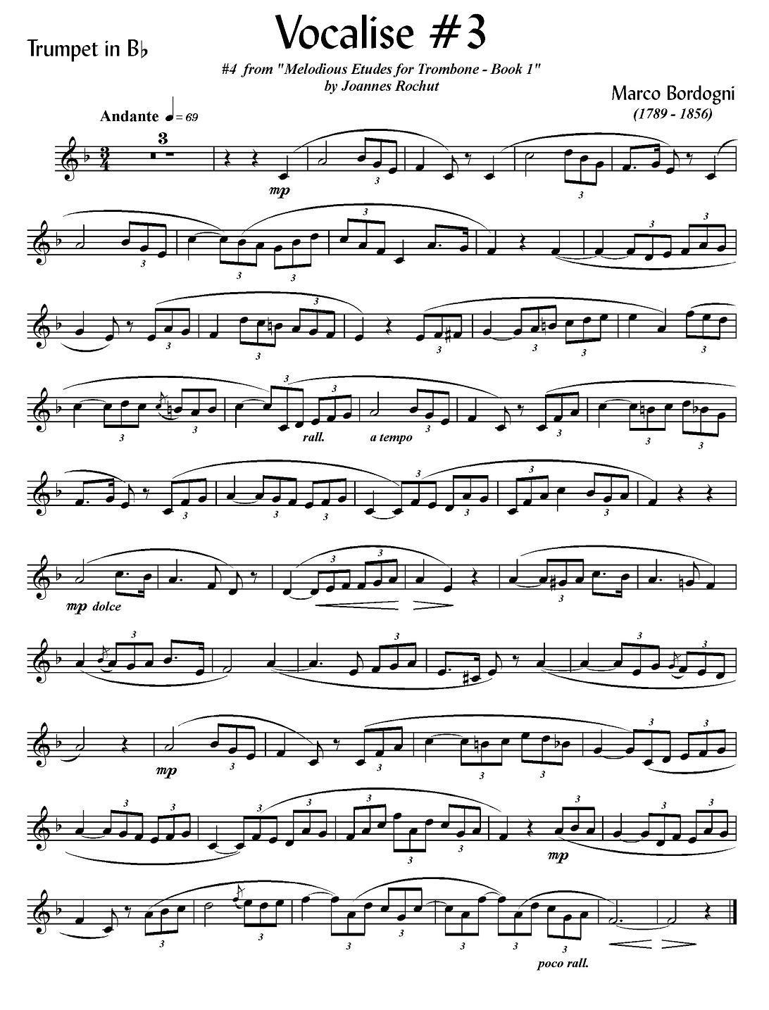 Bordogni - Vocalise #3（小号）其它曲谱（图1）