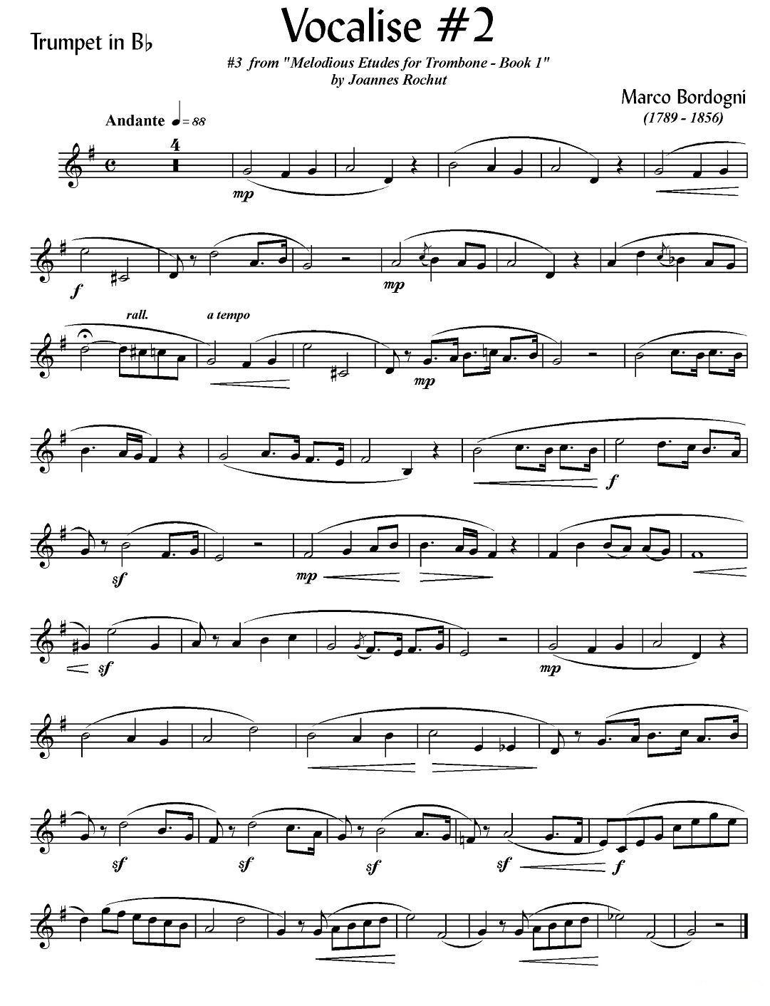 Bordogni - Vocalise #2（小号）其它曲谱（图1）