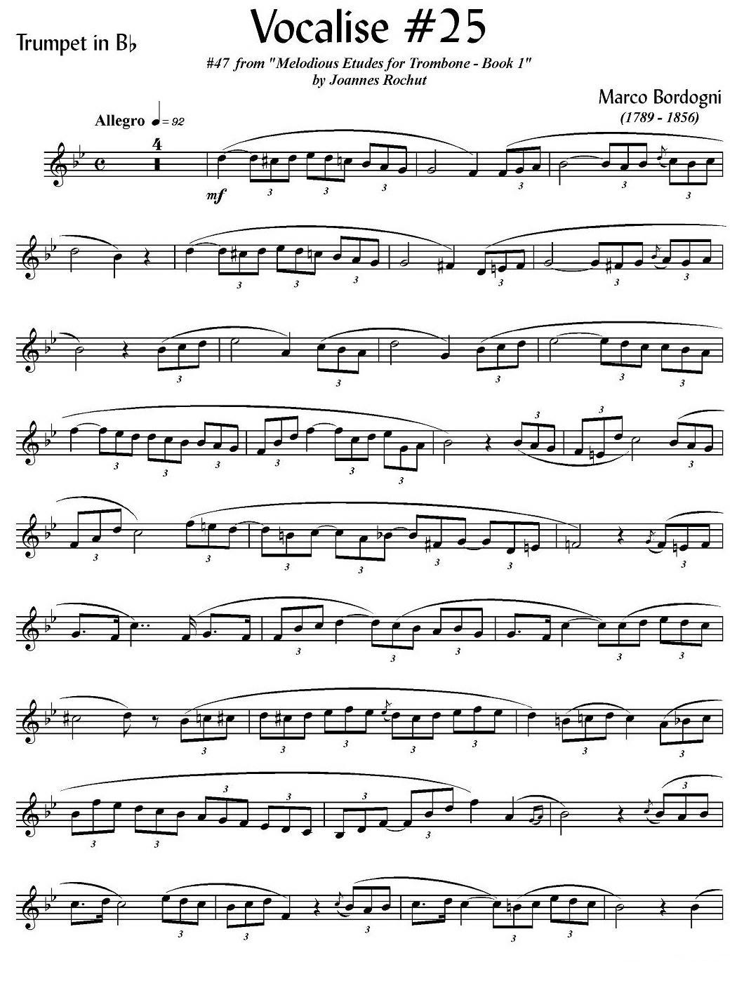 Bordogni - Vocalise #25（小号）其它曲谱（图1）