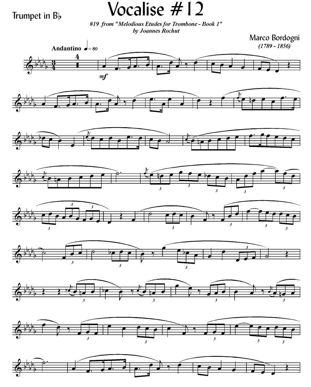 Bordogni - Vocalise #12（小号）其它曲谱（图1）