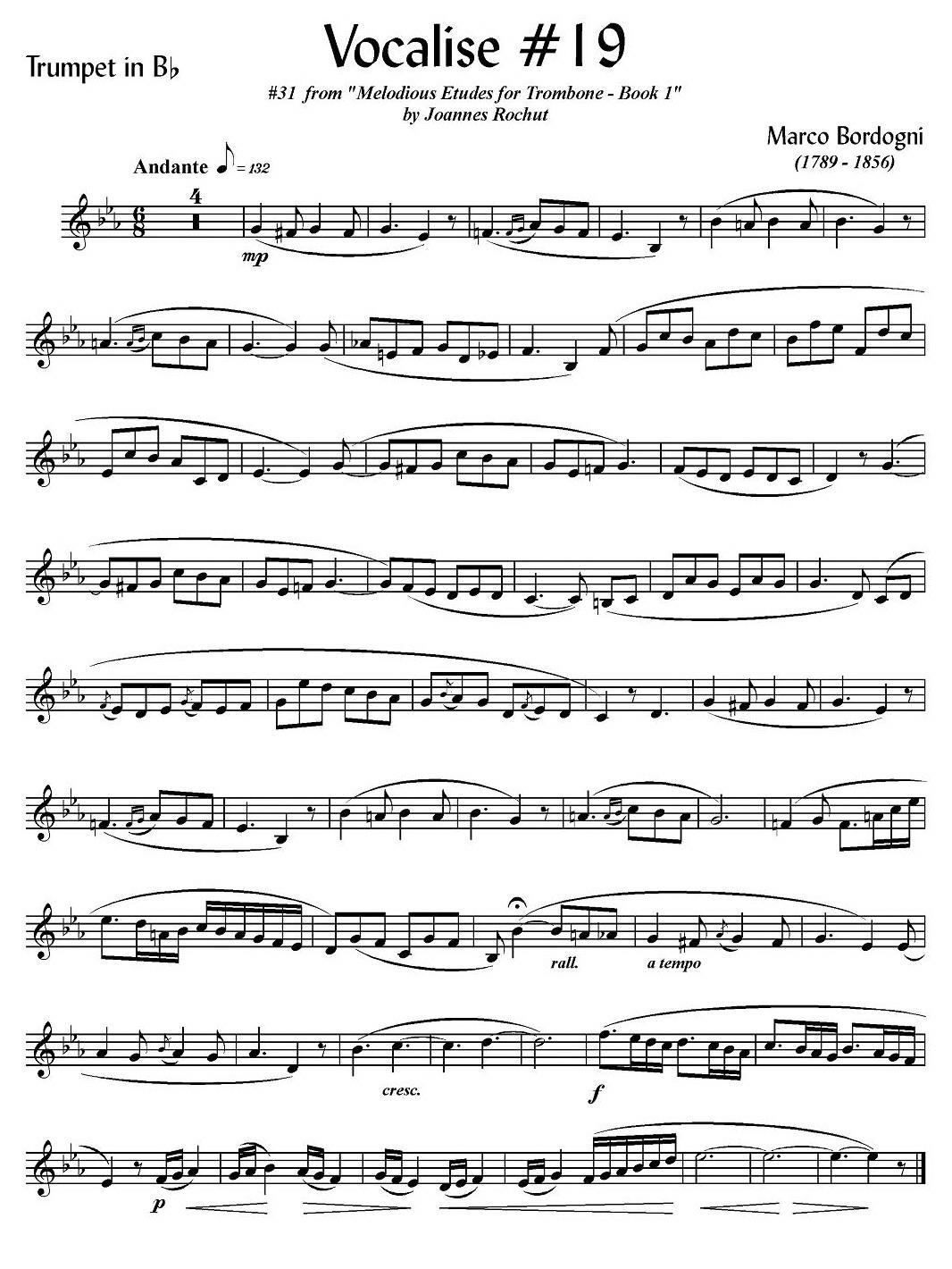 Bordogni - Vocalise #19（小号）其它曲谱（图1）
