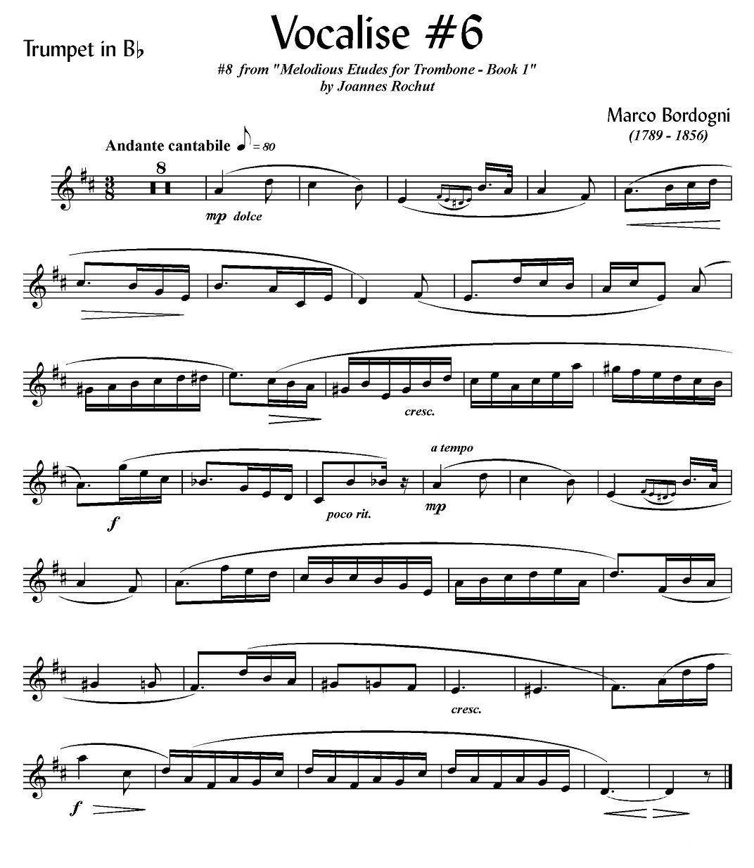 Bordogni - Vocalise #6（小号）其它曲谱（图1）