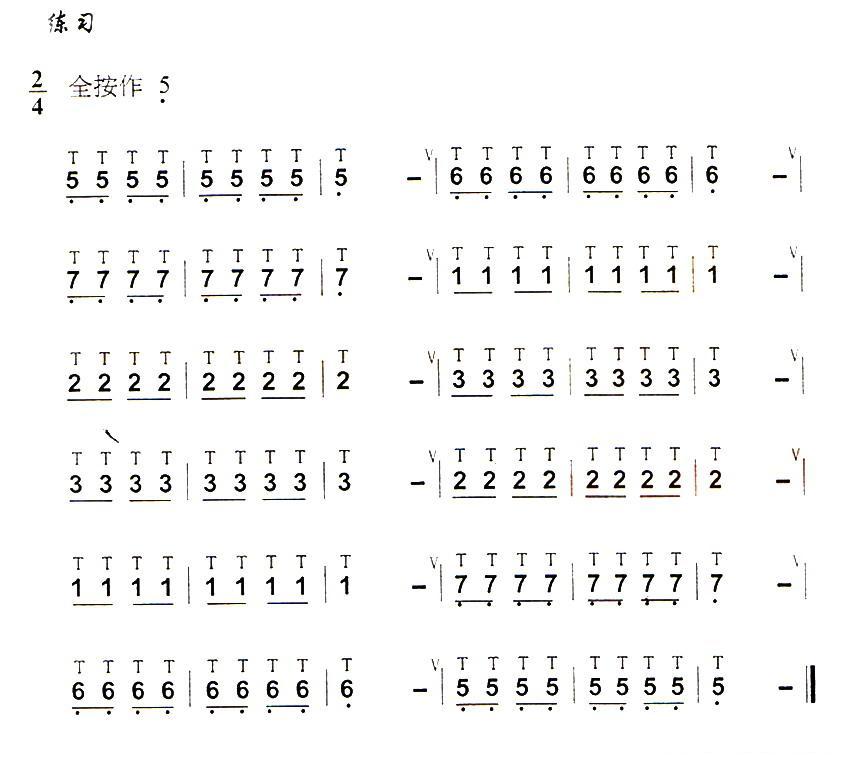 葫芦丝技巧练习之一：单吐练习其它曲谱（图2）