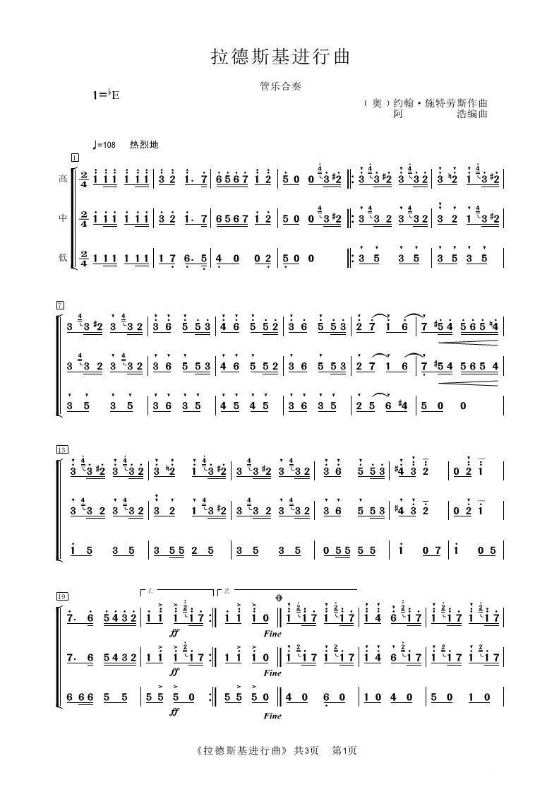 拉德斯基进行曲其它曲谱（图1）