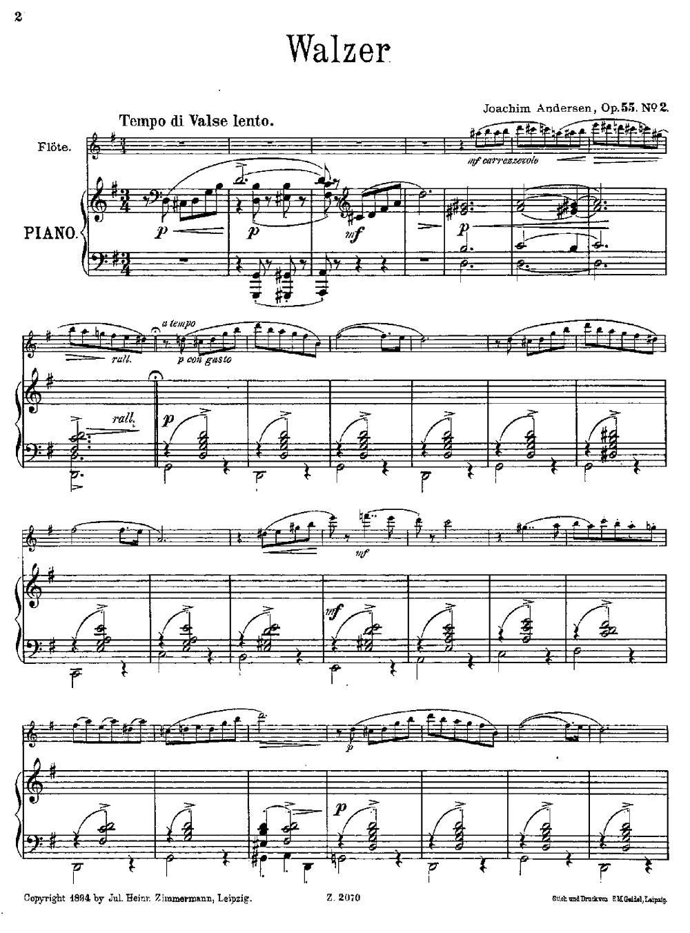 Walzer（Op.55 No.2）（长笛+钢琴伴奏）其它曲谱（图1）