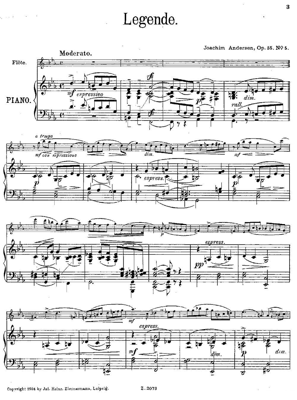 Legende（Op.55 No.5）（长笛+钢琴伴奏）其它曲谱（图1）