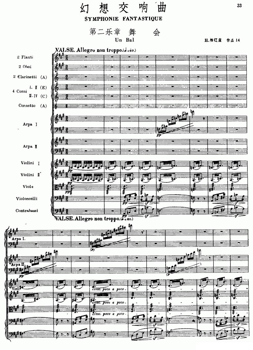 幻想交响曲Op.14（第二乐章 舞会）（总谱）其它曲谱（图1）
