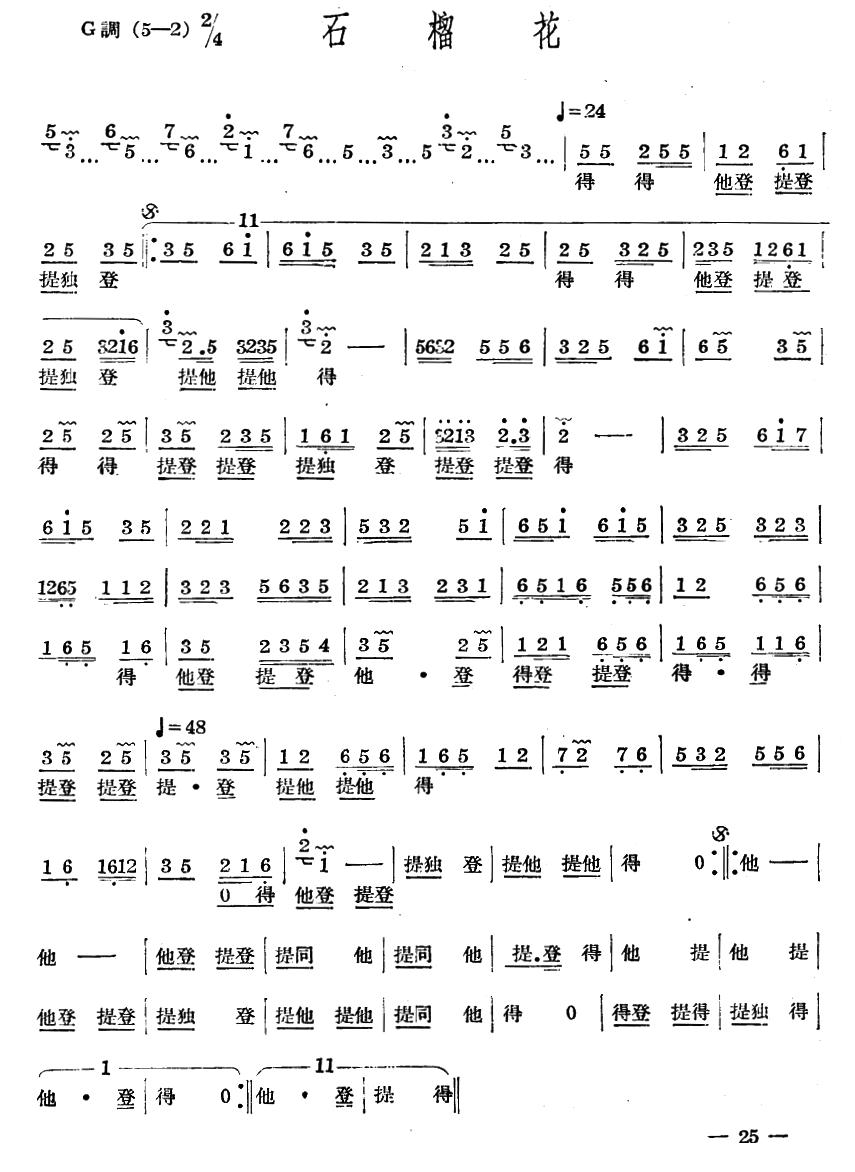 十番音乐：石榴花其它曲谱（图1）